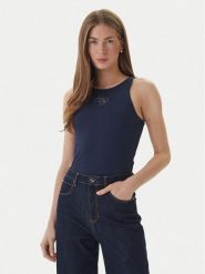 Guess Top W6RP39 KD092 Granatowy Regular Fit. Niebieskie topy damskie Guess, xs, z aplikacjami, z syntetyku, bez kołnierzyka. Za 174.99 zł.