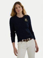 LAUREN RALPH LAUREN Sweter 200932223003 Granatowy Regular Fit. Niebieskie swetry klasyczne damskie Lauren Ralph Lauren, m, z bawełny, bez kołnierzyka. Za 709.99 zł.