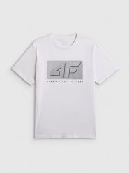 4F T-shirt regular z nadrukiem męski - biały S. Białe t-shirty męskie 4f, m, bez wzorów, z dresówki, bez kołnierzyka. Za 69.99 zł.
