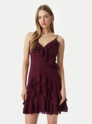 Morgan Sukienka koktajlowa 261-RDADOU Bordowy Regular Fit. Czerwone sukienki damskie Morgan, bez wzorów, z syntetyku, wizytowe, bez kołnierzyka, bez ramiączek. Za 359.99 zł.