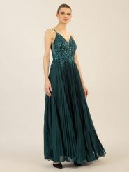 APART Sukienka w kolorze ciemnozielonym rozmiar: 40. Zielone sukienki damskie Apart, bez wzorów, bez kołnierzyka, bez ramiączek, maxi. Za 391.59 zł.