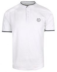 Męska Koszulka (T-Shirt) na Guziki - Pako Jeans - Biała. Białe t-shirty męskie Pako Jeans, m, bez wzorów, z bawełny, bez kołnierzyka. Za 89.00 zł.