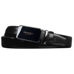 Skórzany pasek męski w czarnym kolorze z automatyczną klamrą - Peterson. Czarne paski męskie Peterson, bez wzorów, ze skóry, eleganckie. Za 129.00 zł.