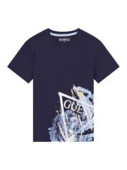 Guess T-Shirt L6RI14 K8HM4 Granatowy Regular Fit. Niebieskie t-shirty chłopięce Guess, z aplikacjami, z bawełny, bez ramiączek. Za 89.99 zł.