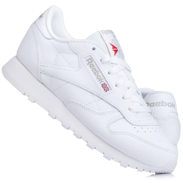 Buty sneakersy sportowe damskie Reebok Classic Leather. Białe buty sportowe na co dzień damskie Reebok, bez wzorów, ze skóry, trekkingowe, reebok classic. Za 314.30 zł.