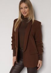 Jasnobrązowa Niezapinana Marynarka Pudełkowa z Wiskozą z Marszczonymi Rękawami Feniravia. Białe marynarki i żakiety damskie Born2be, l, bez wzorów, z koronki, biznesowe. Za 109.99 zł.