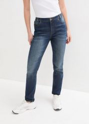 Dżinsy SKINNY z wygodnym paskiem. Niebieskie jeansy damskie bonprix. Za 132.99 zł.