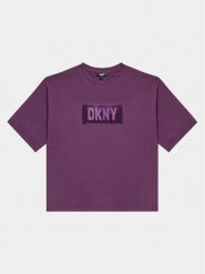 DKNY T-Shirt D35T02 D Fioletowy Regular Fit. Fioletowe koszulki dziewczęce DKNY, bez wzorów, z bawełny, bez ramiączek. Za 239.99 zł.