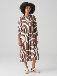 OPUS Sukienka w kolorze jasnobrązowym rozmiar: 38. Brązowe sukienki damskie Opus, na co dzień, bez wzorów, z bawełny, bez kołnierzyka, bez ramiączek, maxi, proste. Za 195.99 zł.