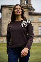 Bluza ozdobiona koralikami brązowa. Brązowe bluzy bez kaptura damskie MOODO, m, z bawełny. Za 139.99 zł.
