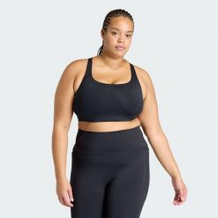 Biustonosz Optime Workout 3-Stripes Medium Support (Plus Size). Czarne biustonosze sportowe damskie Adidas, bez wzorów, z elastanu. Za 219.00 zł.