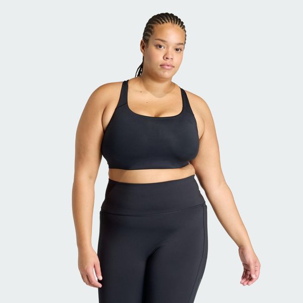 Biustonosz Optime Workout 3-Stripes Medium Support (Plus Size). Czarne biustonosze sportowe damskie Adidas, bez wzorów, z elastanu. Za 219.00 zł.