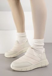 Beżowe Pikowane Sneakersy Śniegowce na Grubej Tłoczonej Platformie Verta. Brązowe śniegowce damskie Born2be, z jeansu. Za 59.99 zł.