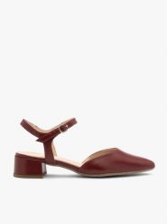 Bordowe czółenka damskie slingback bez pięty. Czerwone czółenka damskie Brawo sp. z o.o., bez wzorów, ze skóry, bez obcasa, na obcasie. W wyprzedaży za 296.99 zł.