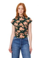 Scotch & Soda Koszulka w kolorze ciemnozielono-jasnoróżowym rozmiar: L. Zielone t-shirty damskie Scotch & Soda, l, bez wzorów, bez kołnierzyka. Za 114.95 zł.