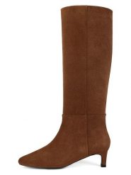 Loft37 Skórzane kozaki w kolorze jasnobrązowym rozmiar: 39. Brązowe kozaki damskie loft37, bez obcasa, na szpilce. Za 717.99 zł.