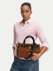 Tommy Hilfiger Torebka American Icon Mini Tote Suede Le AW0AW18202 Brązowy jasny. Brązowe torebki klasyczne damskie Tommy Hilfiger, bez wzorów, ze skóry, bez dodatków. Za 1,299.00 zł.