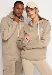 Ciemnobeżowa Bluza z Dodatkiem Bawełny Wykończona Sznurkami i Kapturem Aseria. Brązowe bluzy z kapturem męskie Born2be, m, z bawełny. Za 39.99 zł.