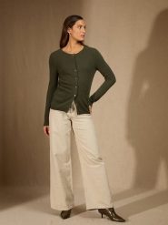 Perfect Cashmere Kaszmirowy kardigan "Amy" w kolorze khaki rozmiar: L. Brązowe kardigany damskie Perfect Cashmere, l, bez wzorów, z kaszmiru. Za 452.45 zł.