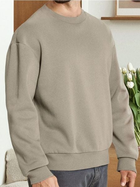 Bluza basic comfort fit - beżowy. Brązowe bluzy bez kaptura męskie Sinsay, l. Za 29.99 zł.