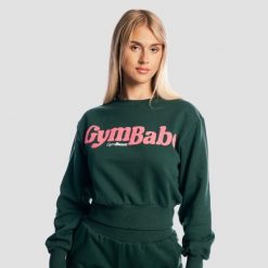 Bluza damska fitness bez kaptura Forest. Zielone bluzy sportowe damskie GYMBEAM, m, bez wzorów, z bawełny, bez ramiączek, długie, bez kaptura. Za 134.90 zł.