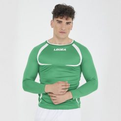 Męska koszulka do biegania z długim rękawem oddychająca zielona-biała. Białe t-shirty sportowe męskie Legea, m, z bawełny, bez ramiączek, do biegania. Za 48.00 zł.