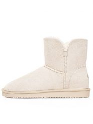ISLAND BOOT Botki zimowe "Chloe" w kolorze kremowym rozmiar: 38. Brązowe botki damskie Island Boot, na zimę, z materiału, bez obcasa, bez zapięcia. Za 127.35 zł.