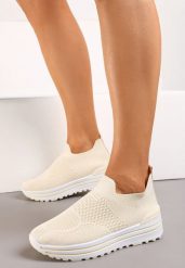 Beżowe Buty Sportowe na Grubej Podeszwie z Elastyczną Cholewką Bellinda. Brązowe buty sportowe na co dzień damskie Born2be, bez wzorów. Za 54.99 zł.