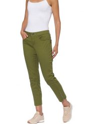Heine Spodnie chino w kolorze khaki rozmiar: 44. Brązowe spodnie materiałowe damskie Heine, bez wzorów. Za 114.17 zł.