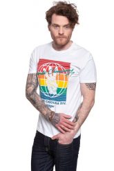 WRANGLER T SHIRT SS GLOBE TEE WHITE W7D9FK989 112131770. Białe t-shirty męskie Wrangler, m, bez wzorów, bez kołnierzyka. Za 69.99 zł.