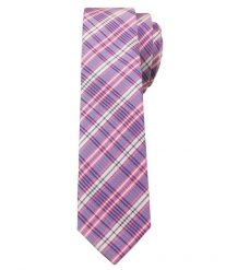 Fioletowo-Różowy Stylowy Krawat (Śledź) Męski -ALTIES- 5 cm, Wąski, w Kratkę. Czerwone krawaty i muchy męskie Alties, bez wzorów, z tkaniny, eleganckie. Za 35.00 zł.