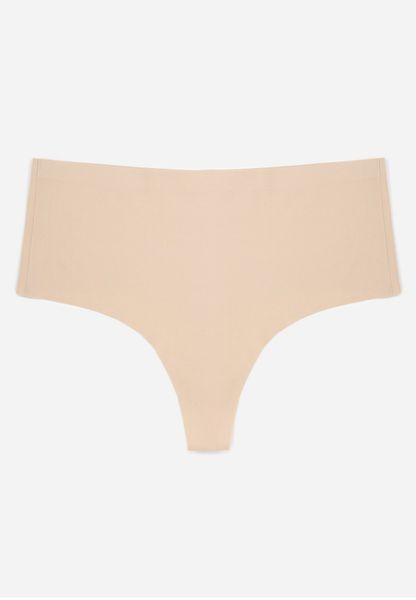 Beżowe Bezszwowe Majtki Stringi z Wysokim Stanem Hemolis. Brązowe stringi damskie Born2be, l, bez wzorów. Za 29.99 zł.
