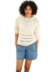 Heine Sweter w kolorze kremowym rozmiar: 38. Brązowe swetry klasyczne damskie Heine, bez kołnierzyka. Za 86.99 zł.