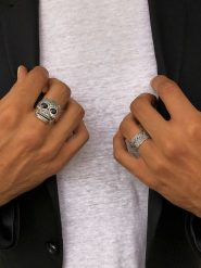 Uomo Srebrny pierścionek rozmiar: 58. Szare biżuteria dla mężczyzn Uomo, srebrne. Za 141.45 zł.