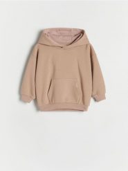 Bluza oversize z kapturem - beżowy. Brązowe bluzy i bluzki niemowlęce Reserved, bez wzorów, z bawełny, bez ramiączek, z kapturem. W wyprzedaży za 22.99 zł.