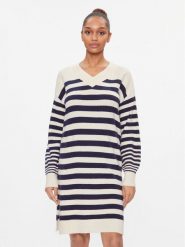 Vero Moda Sukienka dzianinowa 10291350 Beżowy Loose Fit. Brązowe sukienki damskie Vero Moda, xs, bez wzorów, z dzianiny, bez kołnierzyka, bez ramiączek. Za 119.99 zł.