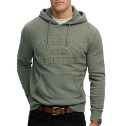 Bluza z kapturem Superdry Athletic Emboss Relaxed. Zielone bluzy z kapturem męskie Superdry., l, z bawełny. Za 344.20 zł.