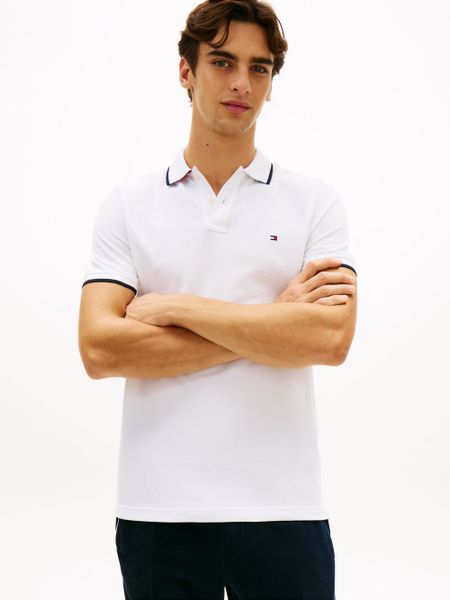 Tommy Hilfiger Męska koszulka polo Mężczyźni Bawełna (100%) biały jednolity, L. Białe t-shirty sportowe męskie Tommy Hilfiger, l, z bawełny, bez ramiączek. Za 369.95 zł.
