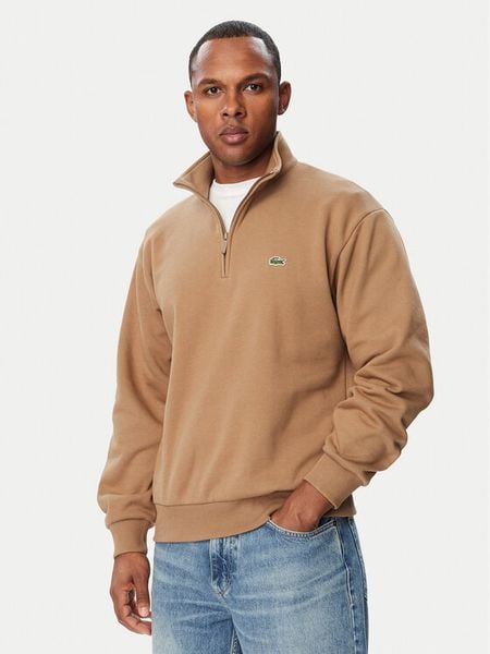 Lacoste Bluza SH8866 Brązowy jasny Regular Fit. Brązowe bluzy bez kaptura męskie Lacoste, m, z bawełny. Za 639.99 zł.