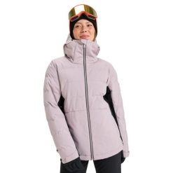 Kurtka śniegowa techniczna dla Kobiety SNOWYHILL PUFFY Fioletowy. Fioletowe kurtki damskie Roxy, bez wzorów, z materiału, bez kaptura, narciarskie. Za 869.99 zł.
