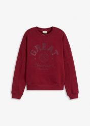 Bluza oversize z czystej bawełny. Niebieskie bluzy bez kaptura damskie bonprix, z bawełny. Za 94.99 zł.