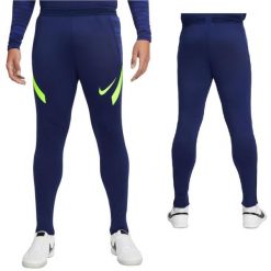 Spodnie dresowe męskie Nike Strike 21 Dri-Fit piłkarskie treningowe z suwakami. Niebieskie spodnie dresowe męskie Nike, bez wzorów, z dresówki. Za 147.00 zł.