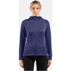 Bluza damska Odlo TENCIA Mid layer hoody full zip. Niebieskie bluzy z kapturem damskie Odlo, l, z polaru. Za 479.99 zł.