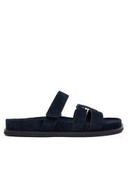 Tory Burch Klapki Ines Sport Slide 163481 Granatowy. Niebieskie klapki damskie Tory Burch, bez wzorów, ze skóry, bez obcasa. Za 1,609.00 zł.