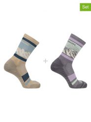 SALOMON Skarpety funkcyjne (2 pary) "Out Alps Crew" w kolorze szaro-beżowym rozmiar: 42-44. Brązowe skarpetki męskie Salomon, bez wzorów, prążkowane. Za 39.31 zł.