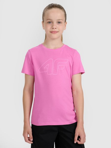 4F T-shirt oversize z nadrukiem dziewczęcy - różowy 140 (9-10 lat). Czerwone koszulki dziewczęce 4f, bez wzorów, z bawełny, bez ramiączek. Za 39.99 zł.