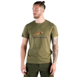 T-shirt myśliwski męski Tagart Fox Olive z nadrukiem. Zielone t-shirty męskie tagart, m, bez wzorów, bez kołnierzyka. Za 99.00 zł.