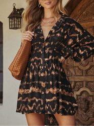 Milan Kiss Sukienka w kolorze czarno-brązowym rozmiar: XL. Czarne sukienki damskie Milan Kiss, xl, bez wzorów, z wiskozy, bez kołnierzyka, bez ramiączek, mini. Za 173.99 zł.