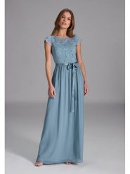 SWING Sukienka w kolorze błękitnym rozmiar: 34. Niebieskie sukienki damskie Swing, bez wzorów, z koronki, bez kołnierzyka, bez ramiączek, maxi. Za 202.98 zł.