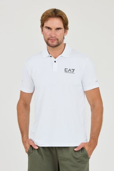 EA7 Biała męska koszulka polo Ventus 7, Rozmiar XL. Białe koszulki polo męskie EA7 Emporio Armani, l, bez wzorów, bez ramiączek. W wyprzedaży za 282.99 zł.